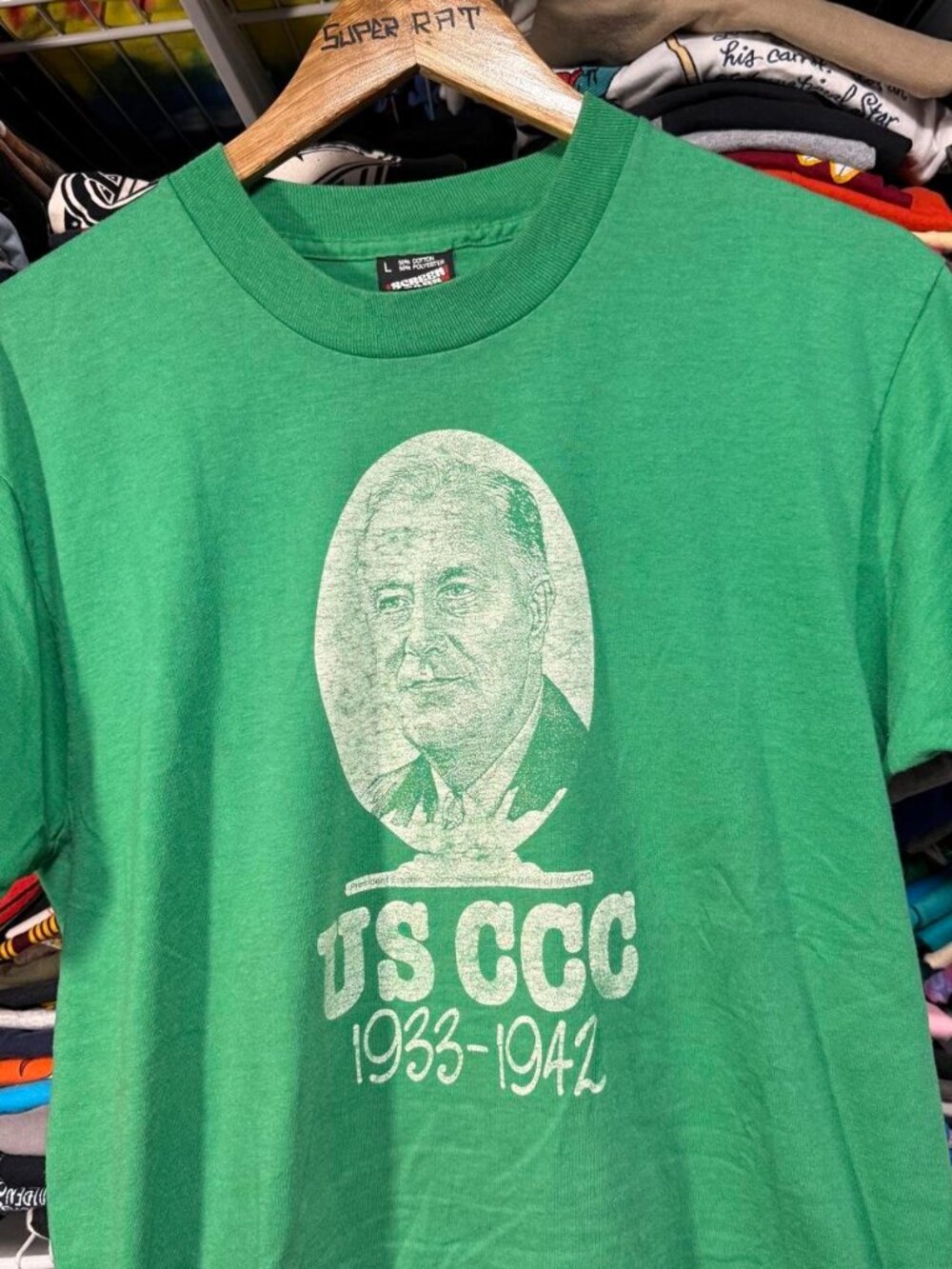 Vintage FDR US CCC civilian conservation corps t shirt green
